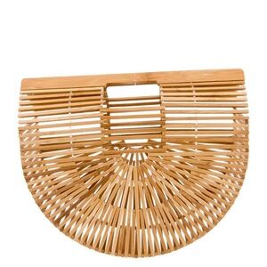 Cult Gaia Tan Bamboo Clutch